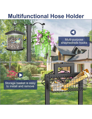 Soporte para Manguera de Jardín Nathomaim 203 cm con Canasta