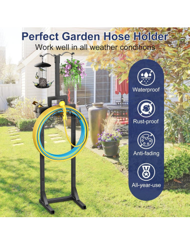 Soporte para Manguera de Jardín Nathomaim 203 cm con Canasta