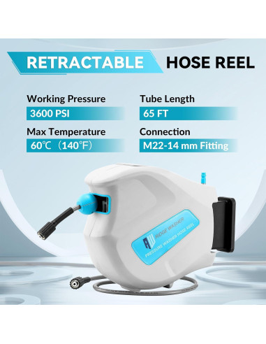 Carrete de Manguera de Lavadora a Presión Ridge Washer 19,81m