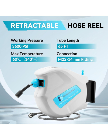 Carrete de Manguera de Lavadora a Presión Ridge Washer 19,81m