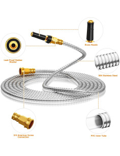 Manguera de Jardín Expandible Rosy Earth 30,48 m Acero Inoxidable 2