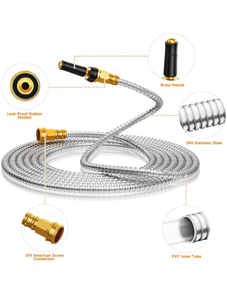 Manguera de Jardín Expandible Rosy Earth 30,48 m Acero Inoxidable
