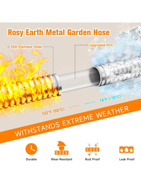 Manguera de Jardín Expandible Rosy Earth 30,48 m Acero Inoxidable