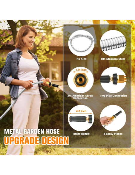 Manguera de Jardín Expandible Rosy Earth 30,48 m Acero Inoxidable