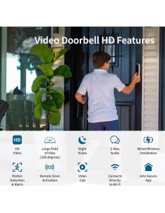 Timbre de Video Arlo HD 1080p Inalámbrico con Sirena 2