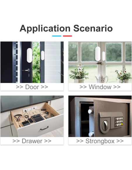 Sensor de Puerta y Ventana WiFi Gaoducash 4-Pack con Alertas