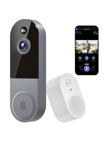 Cámara de Timbre de Video 1080P Lunelyx Plata WiFi 2.4G