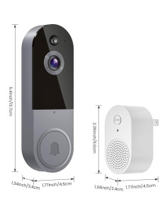 Cámara de Timbre de Video 1080P Lunelyx Plata WiFi 2.4G 2