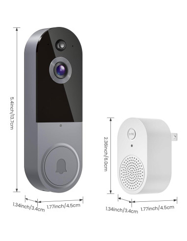 Cámara de Timbre de Video 1080P Lunelyx Plata WiFi 2.4G