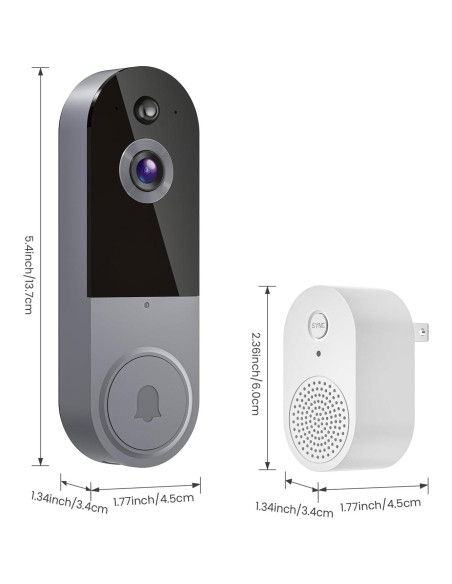 Cámara de Timbre de Video 1080P Lunelyx Plata WiFi 2.4G