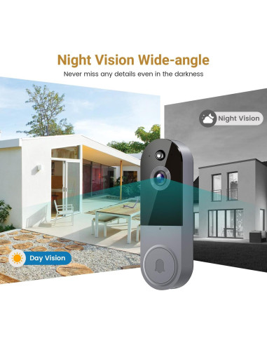 Cámara de Timbre de Video 1080P Lunelyx Plata WiFi 2.4G