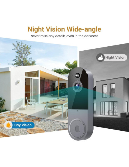 Cámara de Timbre de Video 1080P Lunelyx Plata WiFi 2.4G