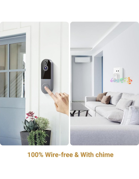 Cámara de Timbre de Video 1080P Lunelyx Plata WiFi 2.4G