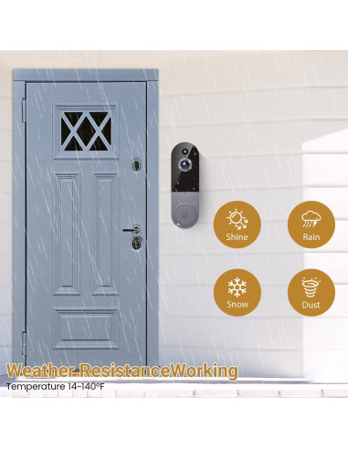 Cámara de Timbre de Video 1080P Lunelyx Plata WiFi 2.4G