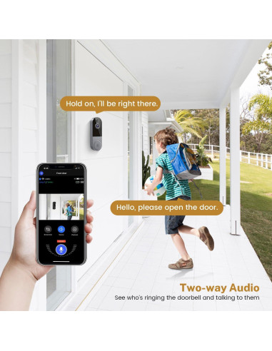 Cámara de Timbre de Video 1080P Lunelyx Plata WiFi 2.4G