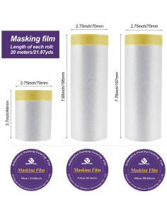 BOMEI Pack 6 Rollos Película de Enmascarar 20m para Pintura 2