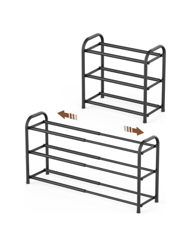 Estante para Zapatos Gonfoam Expandible 3 Niveles Negro