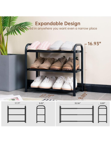 Estante para Zapatos Gonfoam Expandible 3 Niveles Negro