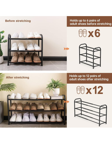 Estante para Zapatos Gonfoam Expandible 3 Niveles Negro