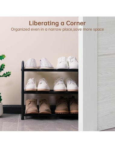 Estante para Zapatos Gonfoam Expandible 3 Niveles Negro