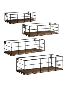 Estantes Flotantes Fixwal 4 Piezas Paulownia Negro