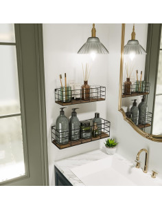 Estantes Flotantes Fixwal 4 Piezas Paulownia Negro 2