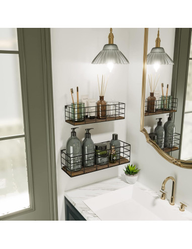 Estantes Flotantes Fixwal 4 Piezas Paulownia Negro