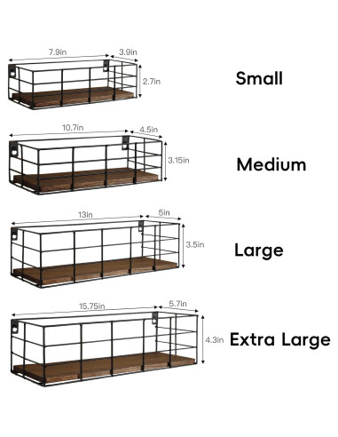 Estantes Flotantes Fixwal 4 Piezas Paulownia Negro