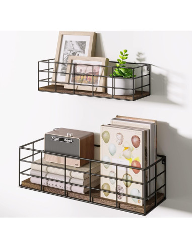 Estantes Flotantes Fixwal 4 Piezas Paulownia Negro