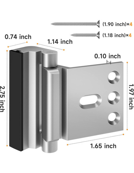 Cerradura de Refuerzo Eixleoi para Puerta Frontal 2 Pack