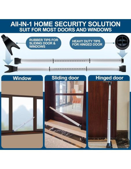 Paquete de 2 Barras de Seguridad Rerishom para Puertas