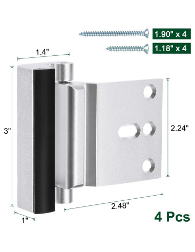 Cerradura de Seguridad uxcell 4 Pack Refuerzo Puerta 7,62 cm