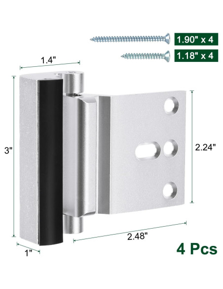 Cerradura de Seguridad uxcell 4 Pack Refuerzo Puerta 7,62 cm