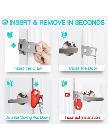 Cerradura de Puerta Portátil HELEMAN Seguridad Mejorada