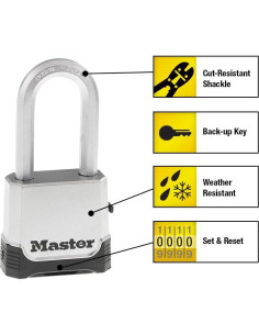 Candado Master Lock M176XDLH Alta Seguridad 51mm Plata 2