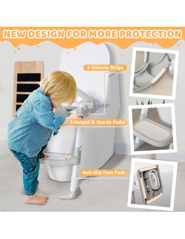 Asiento de Entrenamiento para Baño OHKIDS Gris Claro