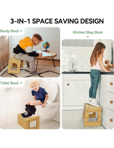 Taburete para Inodoro Niños AmazerBath Bambú Antideslizante