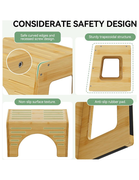 Taburete para Inodoro Niños AmazerBath Bambú Antideslizante