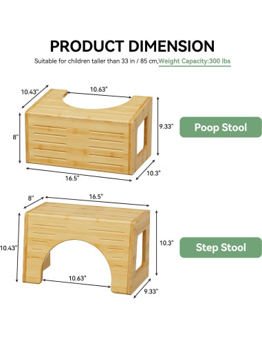 Taburete para Inodoro Niños AmazerBath Bambú Antideslizante