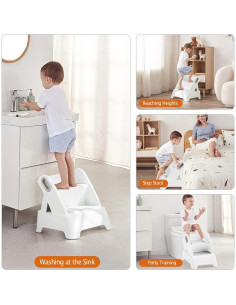 Escalera Ajustable 2 Pasos Imvloaek para Niños Gris 2