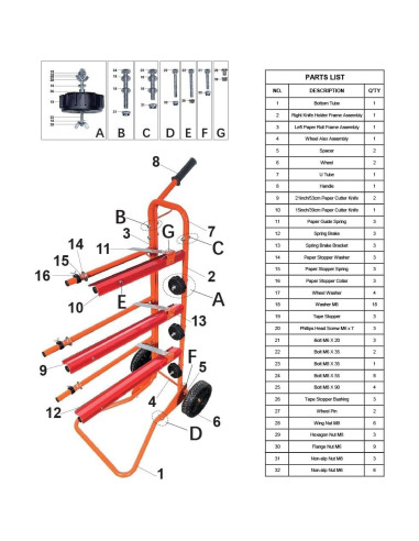 Dispensador de papel enmascarador móvil Lauco 3 rollos 30 cm