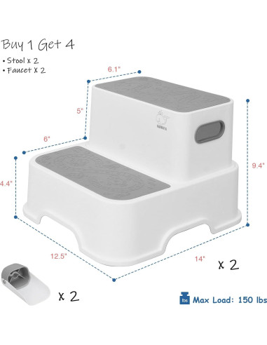 Escalera de 2 Pasos para Niños Harwaya - Antideslizante