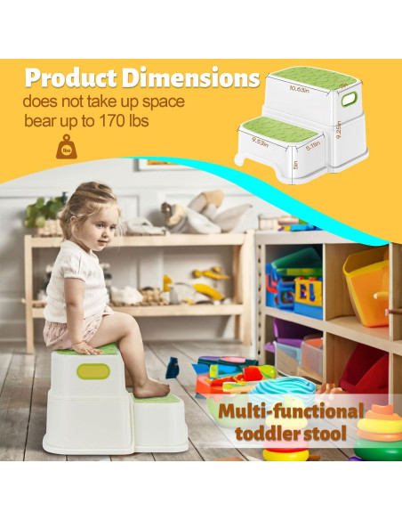 Escalera de 2 Pasos Welspo Verde Antideslizante para Niños