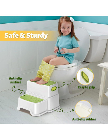 Escalera de 2 Pasos Welspo Verde Antideslizante para Niños
