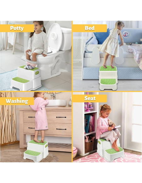 Escalera de 2 Pasos Welspo Verde Antideslizante para Niños