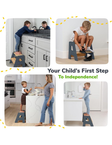 Escalera de Madera Ocodile 2 Pasos Antideslizante Gris