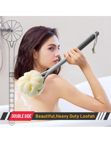 Cepillo de Ducha Exfoliante HONOMA con Lufa y Mango Largo 35,56 cm