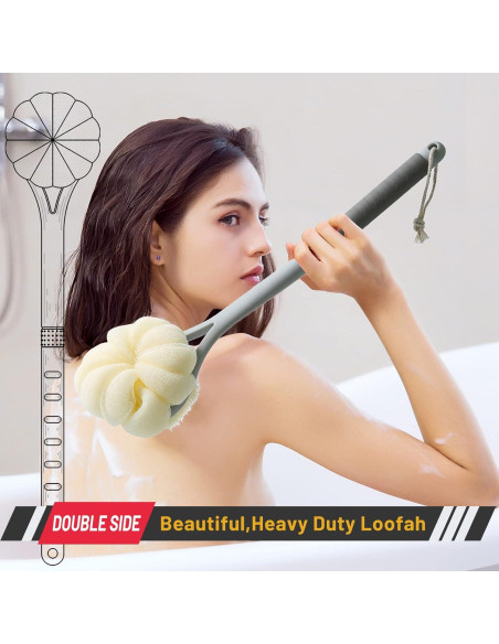Cepillo de Ducha Exfoliante HONOMA con Lufa y Mango Largo 35,56 cm