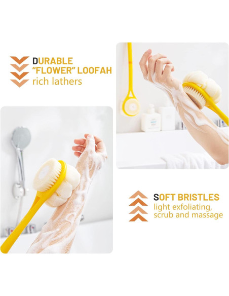Cepillo de Ducha Exfoliante HONOMA con Lufa y Mango Largo 35,56 cm