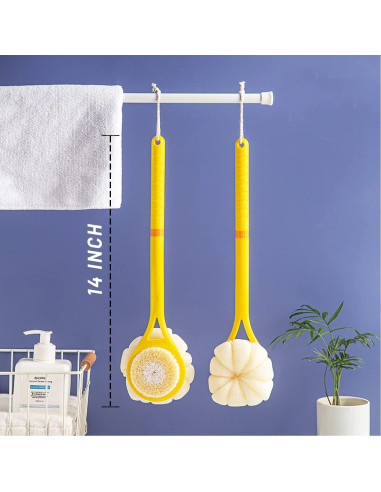 Cepillo de Ducha Exfoliante HONOMA con Lufa y Mango Largo 35,56 cm